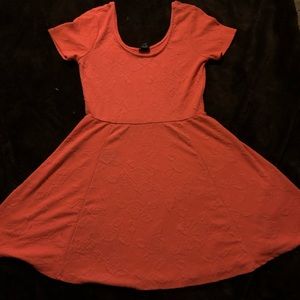 Neon coral skater dress